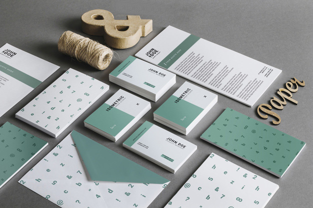 green stationery mockup